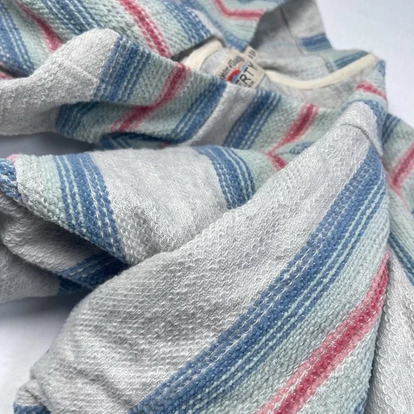 Faherty Men's Biarritz Terry Hoodie Sz S White Multicolor‎ Striped Poncho Surfer - Picture 8 of 14